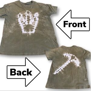 Tie dye Dino print and pick axe youth L tshirt